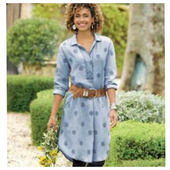 NWT SOFT SURROUNDINGS Chambray Light Blue Denim Dress… - Picture 1 of 5